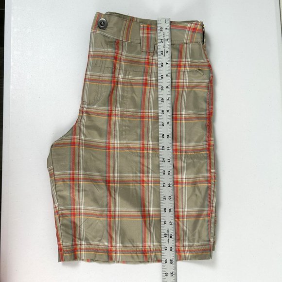 Cabelas Womens Plaid Cargo Shorts Size 14 Brown Red Polyester Fish Golf Hiking - Picture 14 of 15